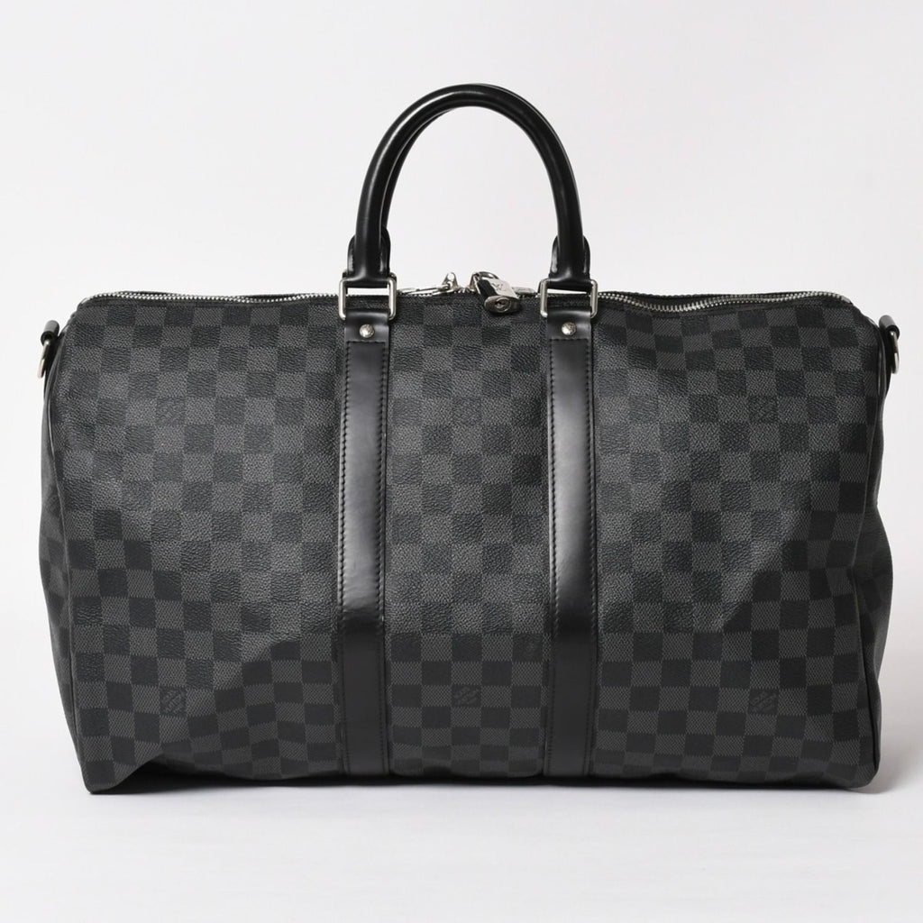 Louis Vuitton Boston Keepall Bandouliere 45 Damier Graphite Black Silver — view 2