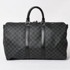 Louis Vuitton Boston Keepall Bandouliere 45 Damier Graphite Black Silver — view 2