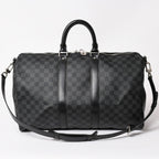 Louis Vuitton Boston Keepall Bandouliere 45 Damier Graphite Black Silver