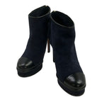 Chanel Booties 38.5 C Dark Navy Black Leather Boot — view 2