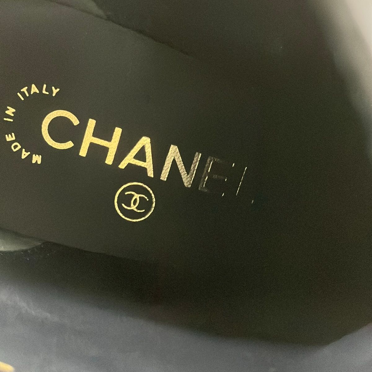 Chanel Booties 38.5 C Dark Navy Black Leather Boot — view 6