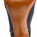 Chanel Booties 38.5 C Dark Navy Black Leather Boot — view 7