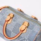 Louis Vuitton Speedy Bandouliere 25 Damier Denim Gold Handbag — view 8