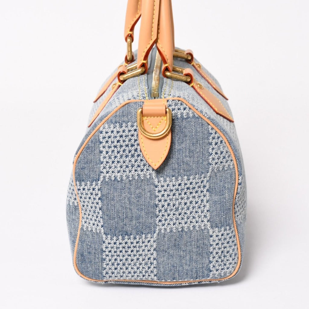 Louis Vuitton Speedy Bandouliere 25 Damier Denim Gold Handbag — view 5