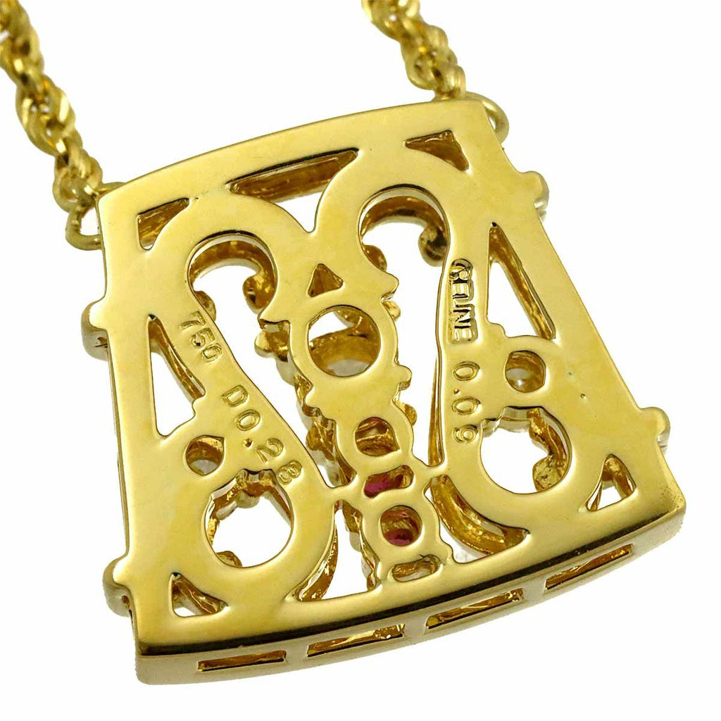 Celine Diamond Ruby Necklace 43 cm 18k YG Yellow Gold — view 4