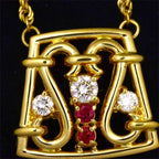Celine Diamond Ruby Necklace 43 cm 18k YG Yellow Gold — view 7