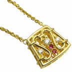Celine Diamond Ruby Necklace 43 cm 18k YG Yellow Gold — view 3
