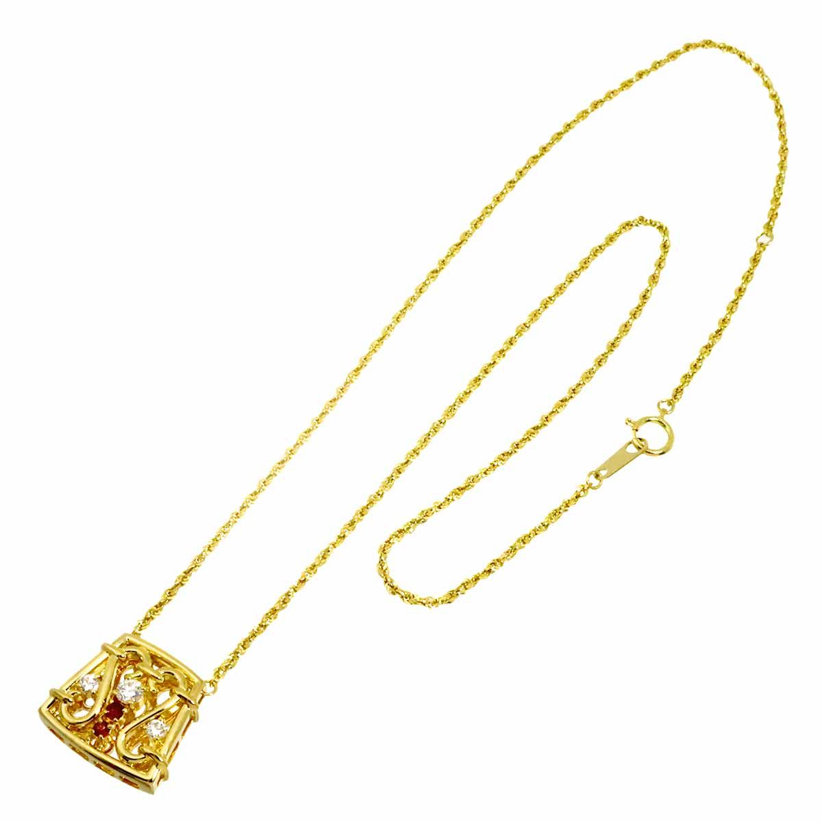 Celine Diamond Ruby Necklace 43 cm 18k YG Yellow Gold — view 2