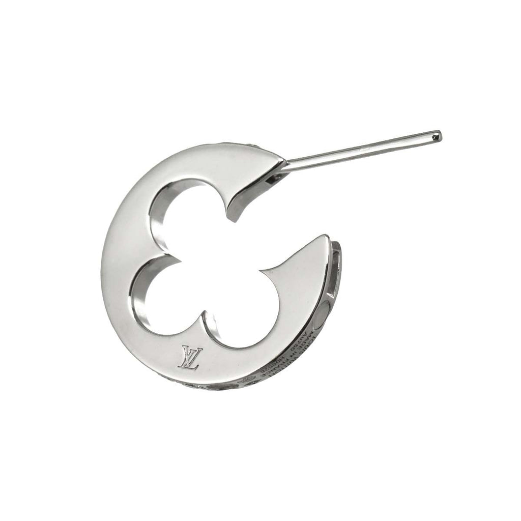 Louis Vuitton Hoop Earrings Empreinte Diamond 18k WG White Gold One Side Single — view 4