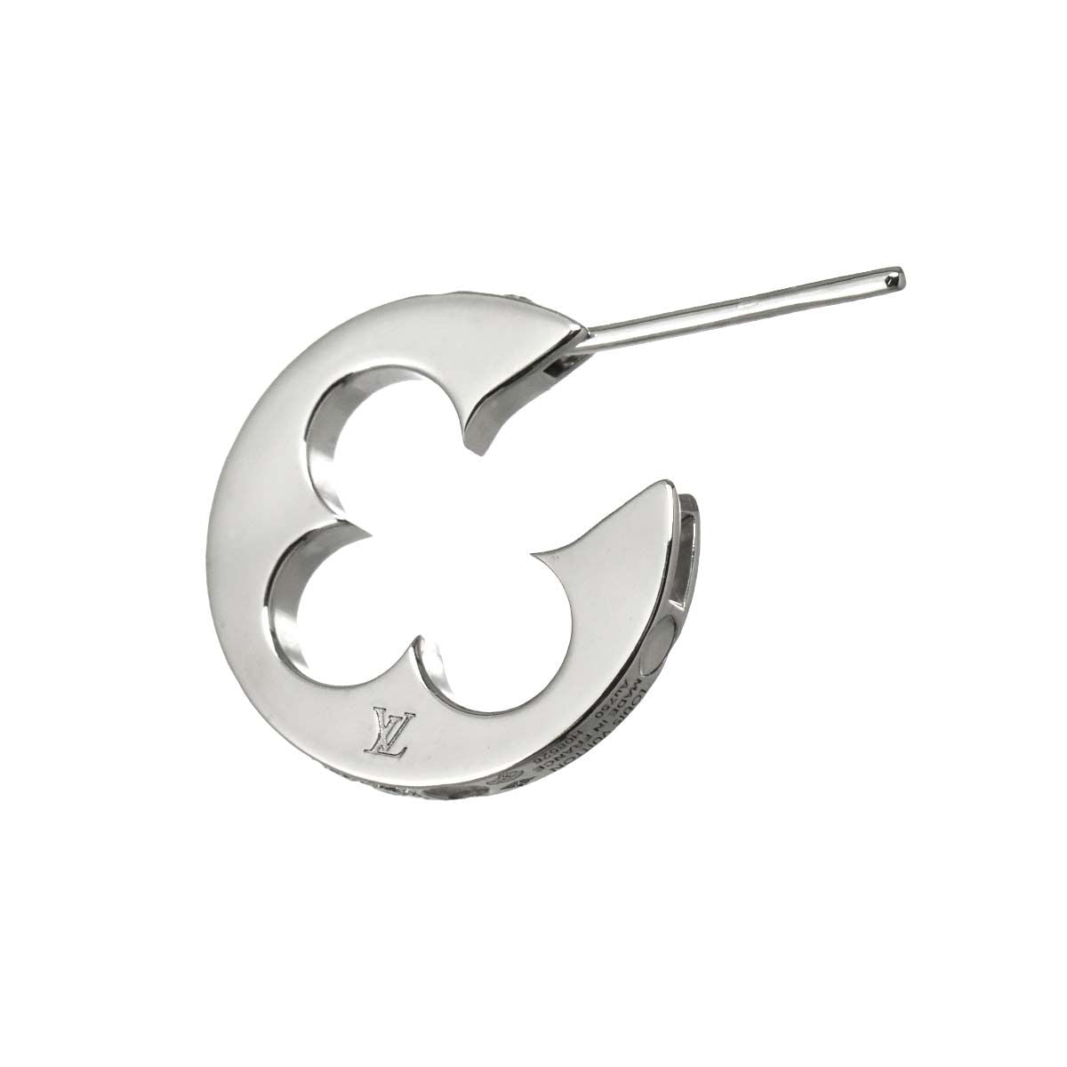 Louis Vuitton Hoop Earrings Empreinte Diamond 18k WG White Gold One Side Single — view 4