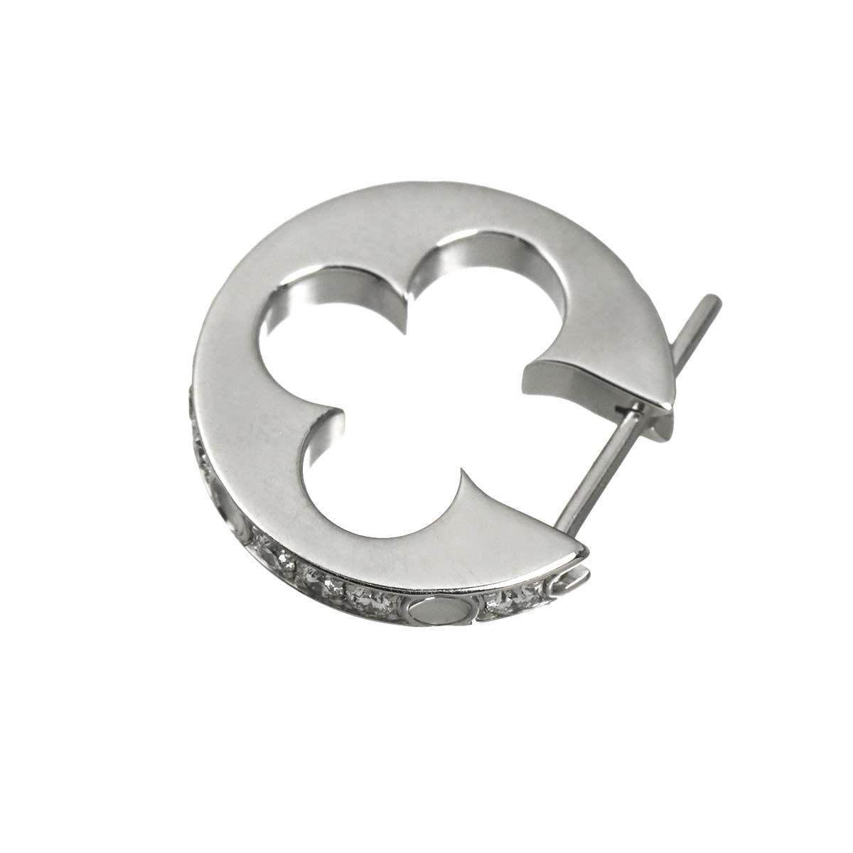 Louis Vuitton Hoop Earrings Empreinte Diamond 18k WG White Gold One Side Single — view 3