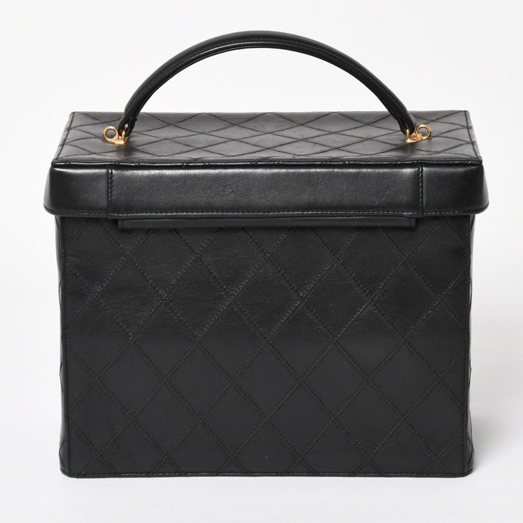 Chanel Bicolor Vanity Bag Handbag CC Logo Lambskin Black Gold — view 3