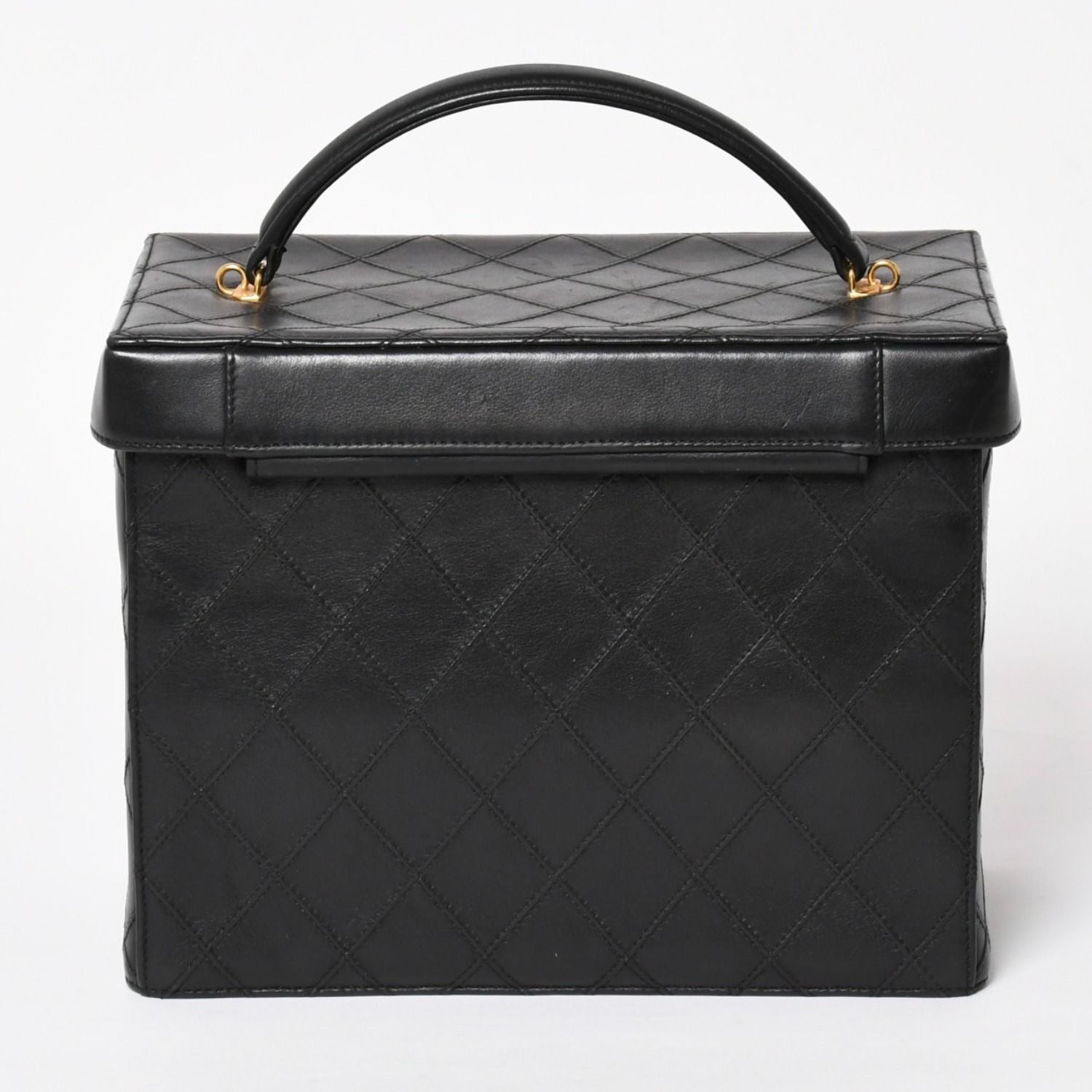 Chanel Bicolor Vanity Bag Handbag CC Logo Lambskin Black Gold — view 3
