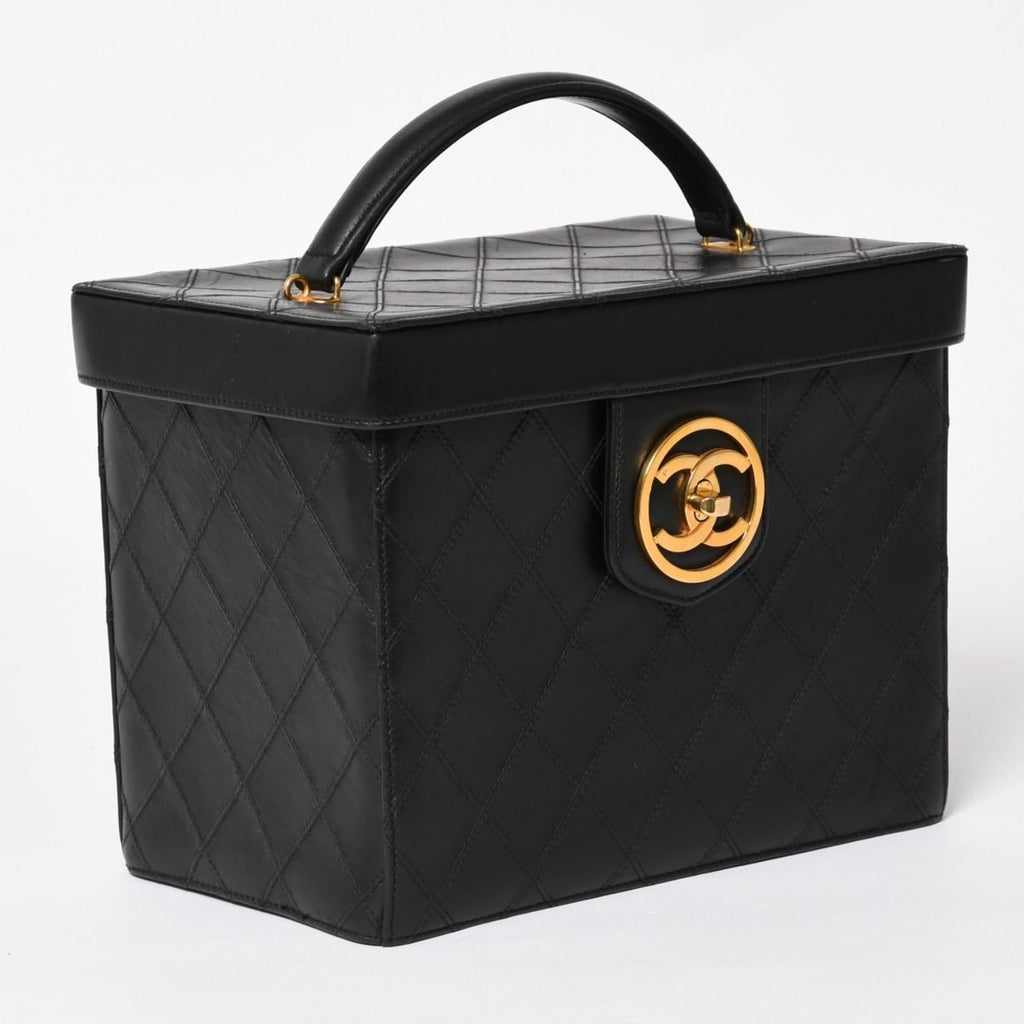 Chanel Bicolor Vanity Bag Handbag CC Logo Lambskin Black Gold — view 4