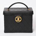 Chanel Bicolor Vanity Bag Handbag CC Logo Lambskin Black Gold — view 2