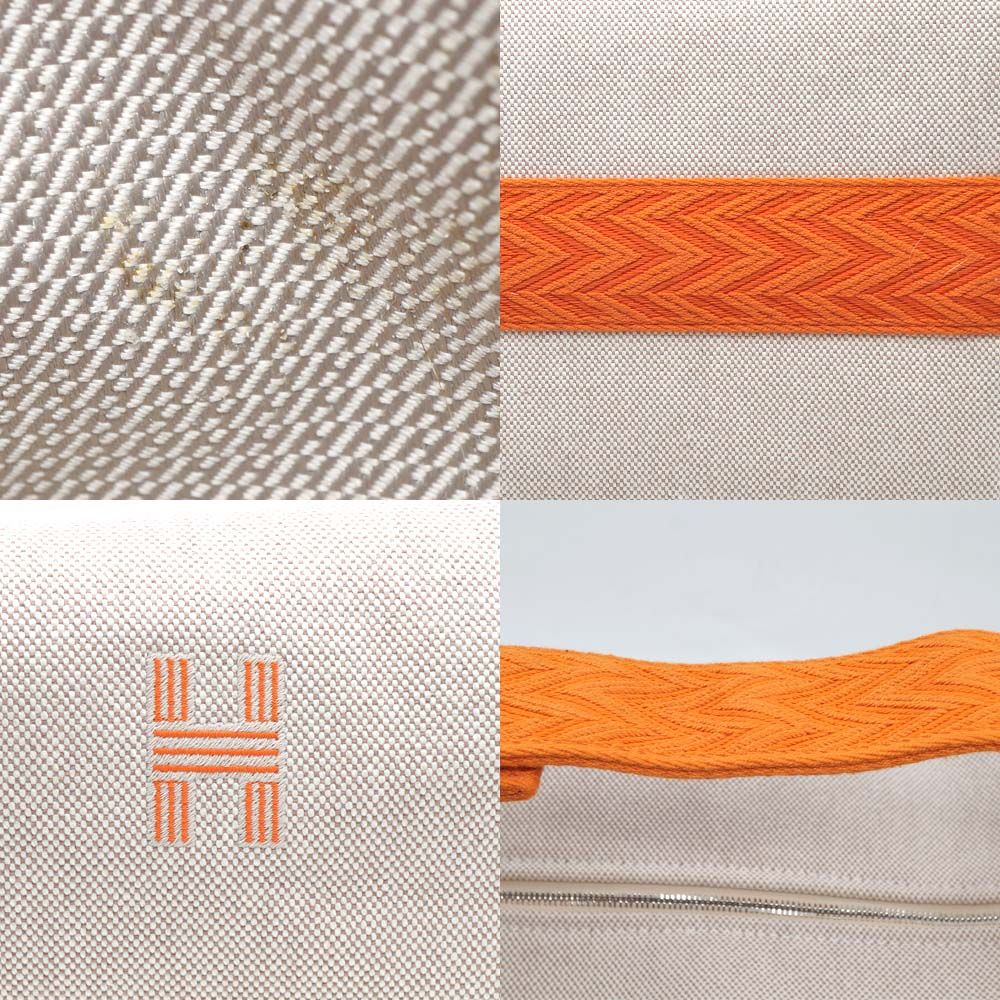 Hermes Brid-a-brac GM Orange Beige Canvas Pouch Bags Handbag — view 9