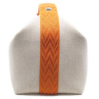 Hermes Brid-a-brac GM Orange Beige Canvas Pouch Bags Handbag — view 3