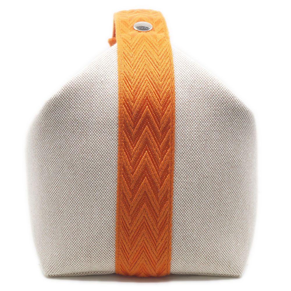 Hermes Brid-a-brac GM Orange Beige Canvas Pouch Bags Handbag — view 3