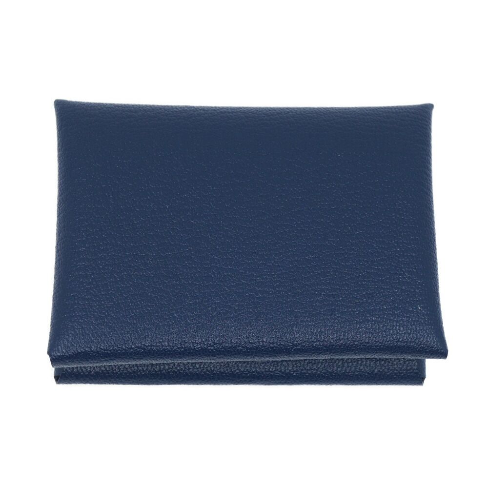 Hermes Calvi Duo Blue Navy Card Case Coin Box — view 2