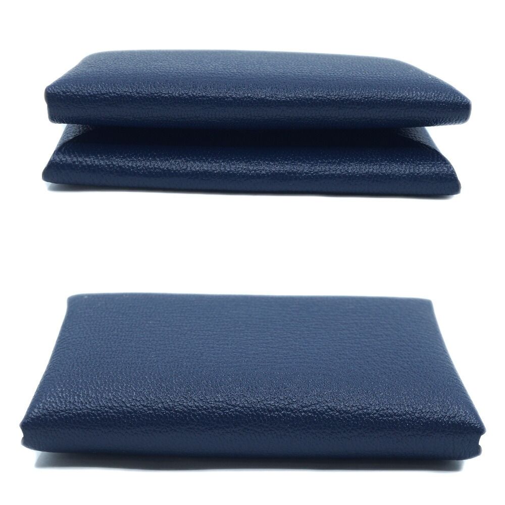 Hermes Calvi Duo Blue Navy Card Case Coin Box — view 3