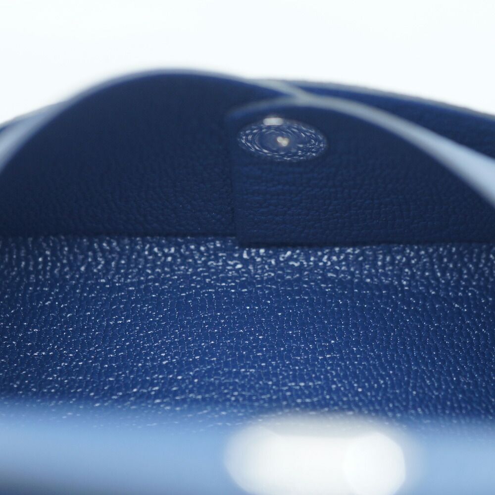Hermes Calvi Duo Blue Navy Card Case Coin Box — view 7