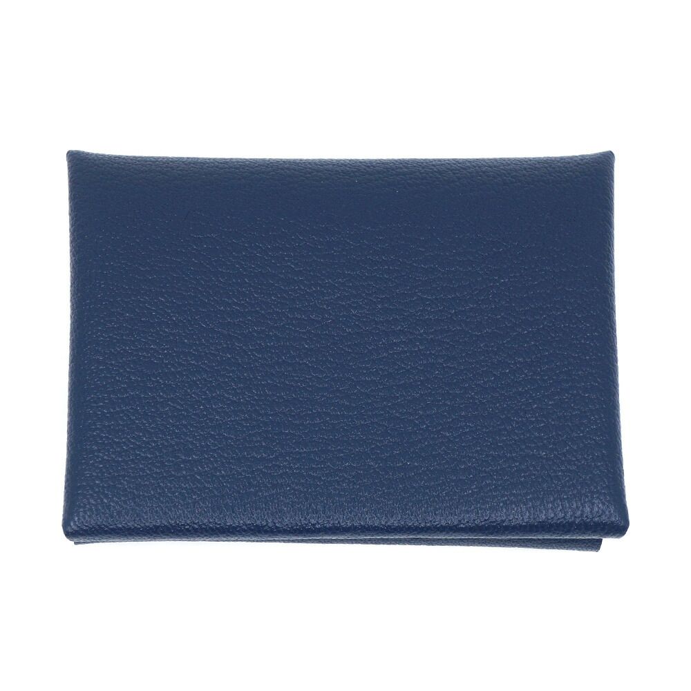 Hermes Calvi Duo Blue Navy Card Case Coin Box