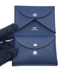 Hermes Calvi Duo Blue Navy Card Case Coin Box — view 6