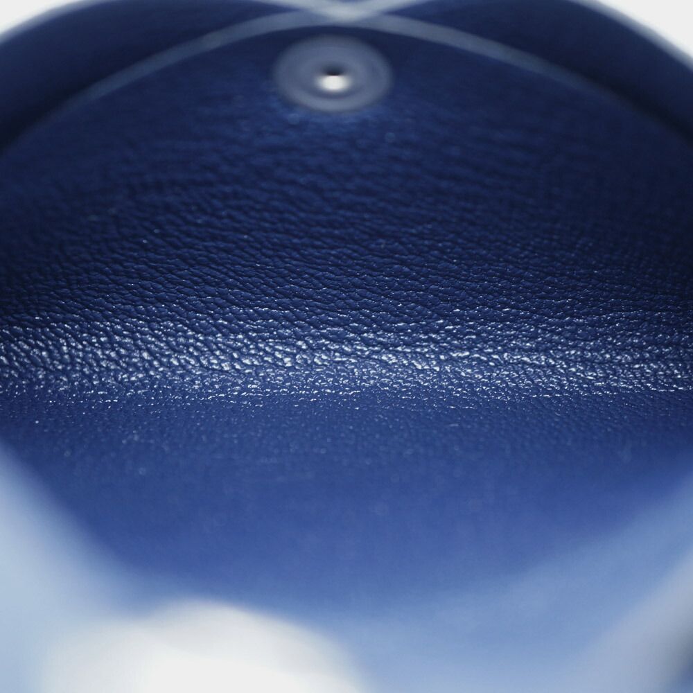 Hermes Calvi Duo Blue Navy Card Case Coin Box — view 8