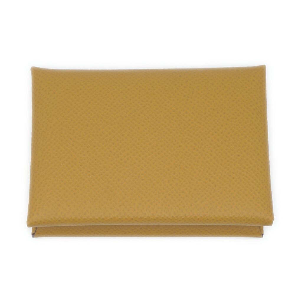 Hermes Calvi Duo Sesame Brown Card Case Coin Box