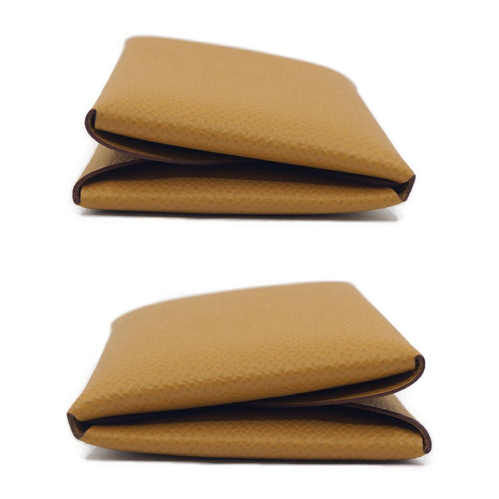 Hermes Calvi Duo Sesame Brown Card Case Coin Box — view 4