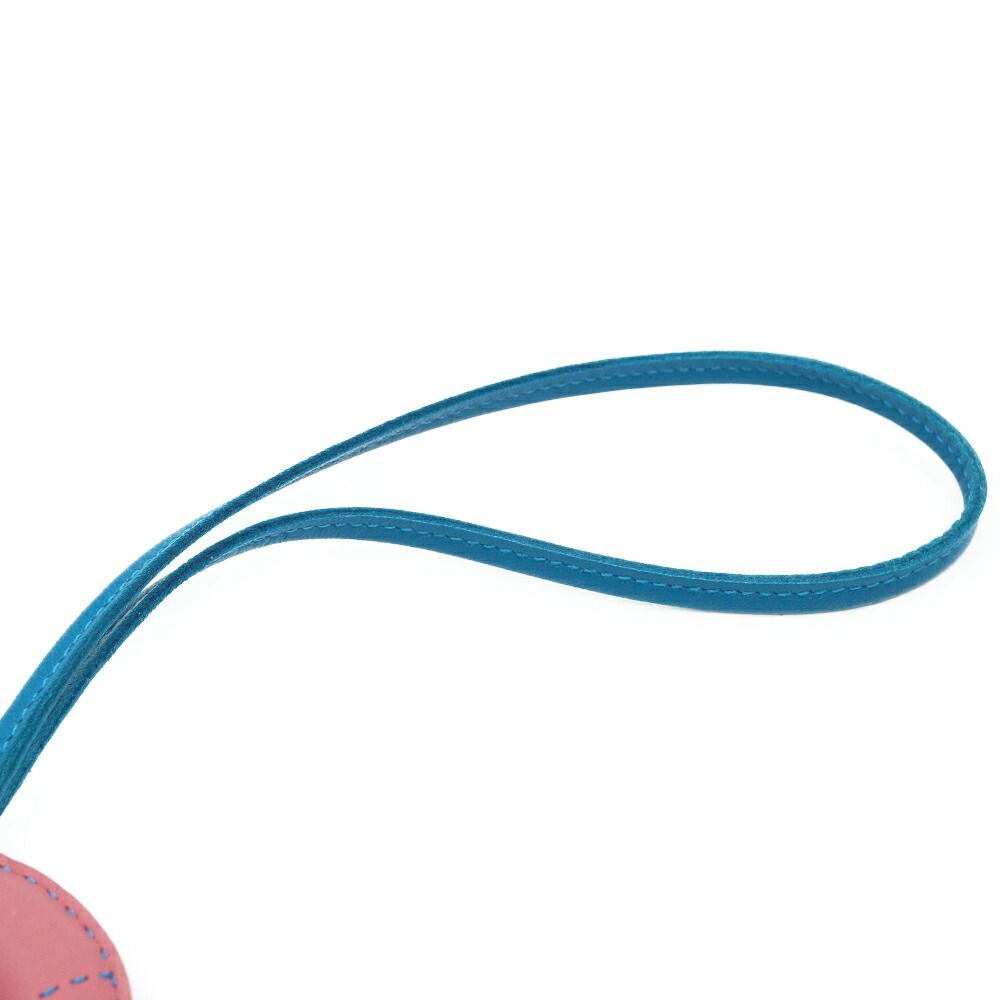 Hermes Courvette Bag Charm Pink Blue Strap — view 9