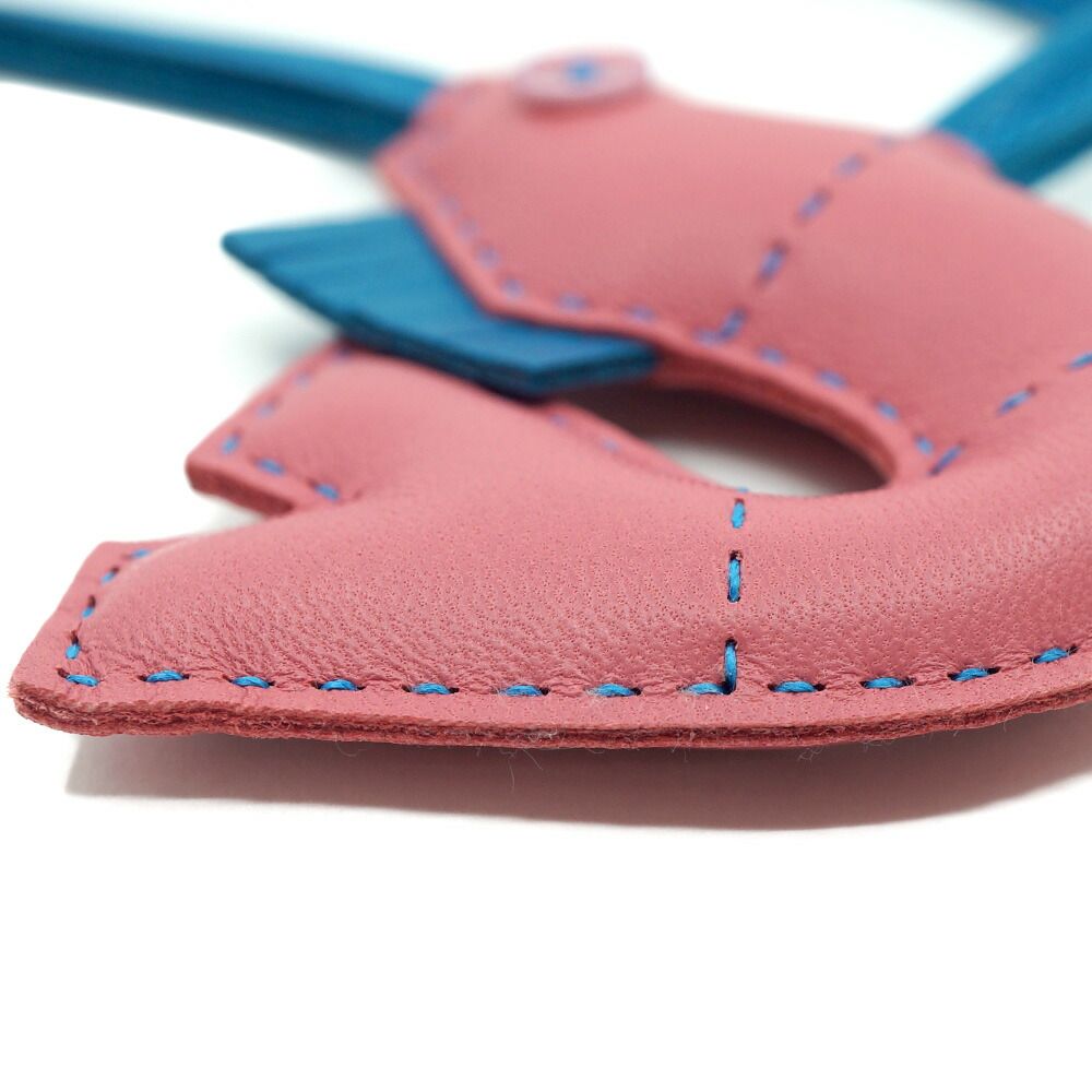 Hermes Courvette Bag Charm Pink Blue Strap — view 5