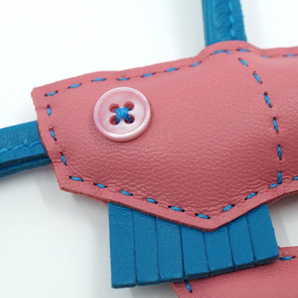 Hermes Courvette Bag Charm Pink Blue Strap — view 4