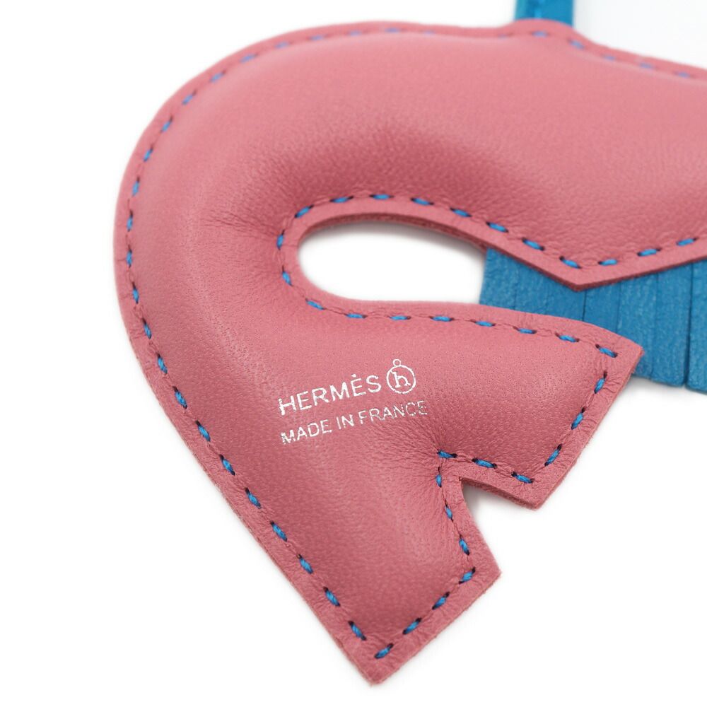 Hermes Courvette Bag Charm Pink Blue Strap — view 3