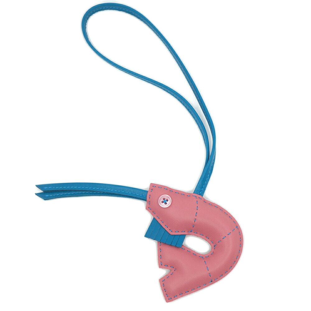 Hermes Courvette Bag Charm Pink Blue Strap