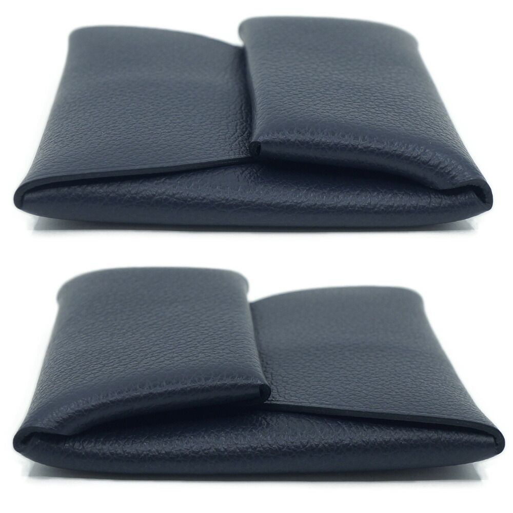 Hermes Bastia Canvas Leather Coin Case Black Silver — view 3