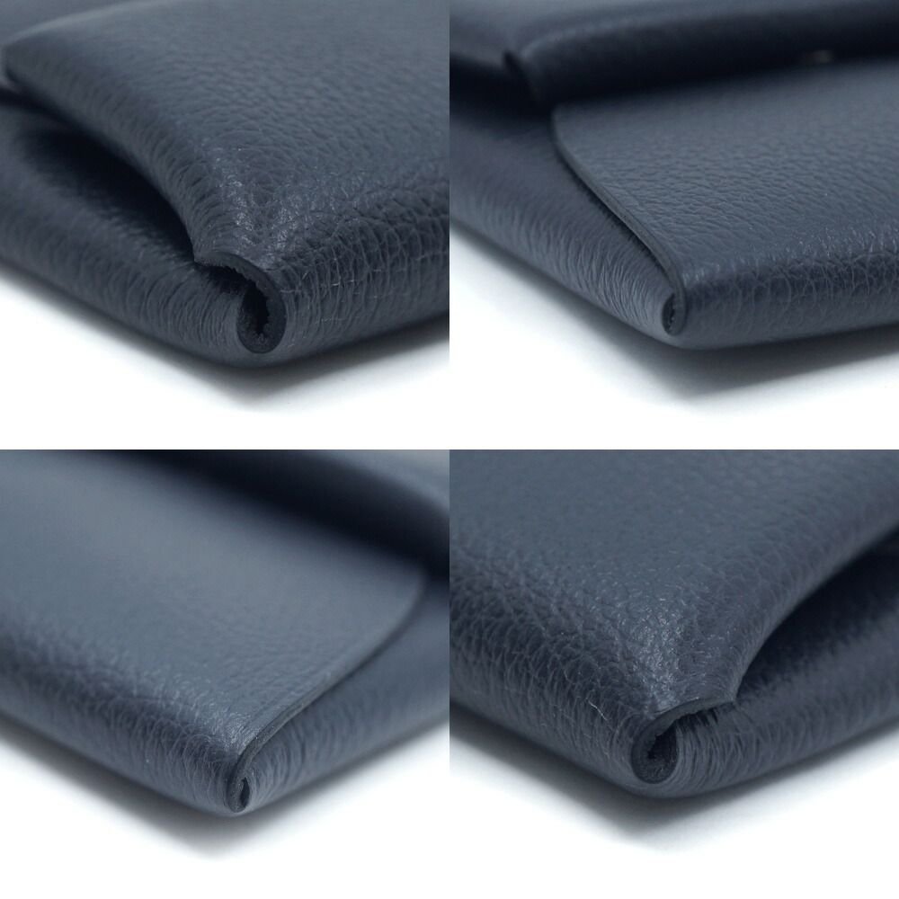 Hermes Bastia Canvas Leather Coin Case Black Silver — view 6