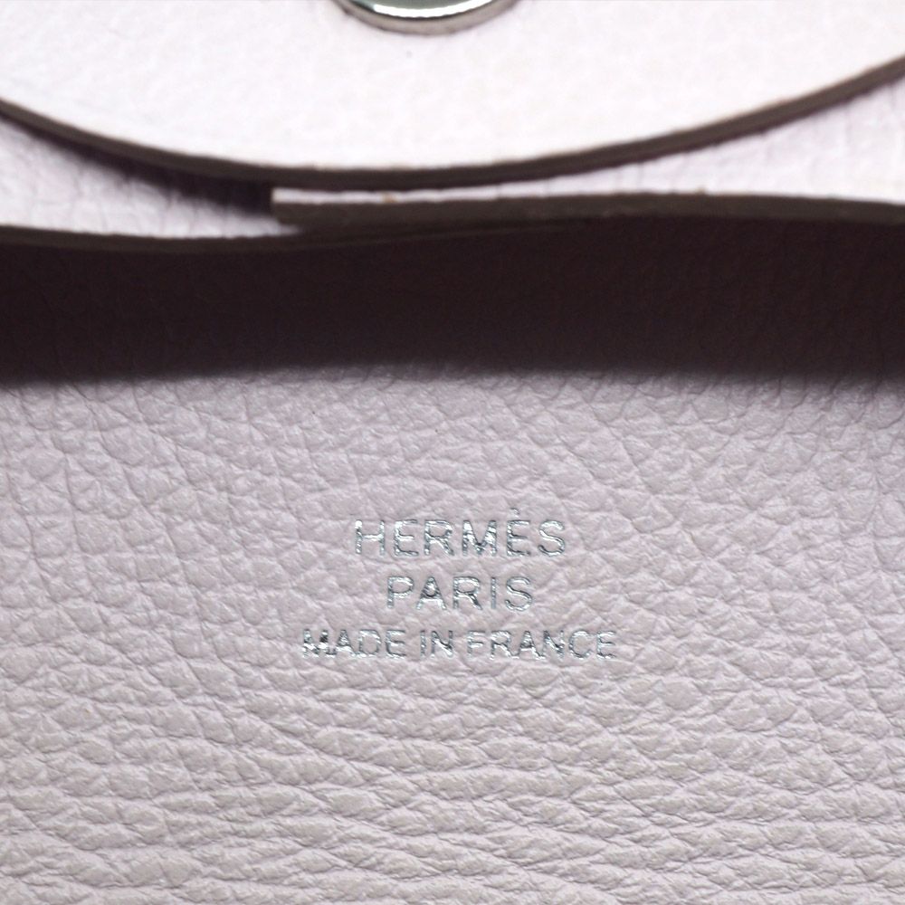Hermes Bastia Pink Leather Coin Case Silver Small Items — view 8