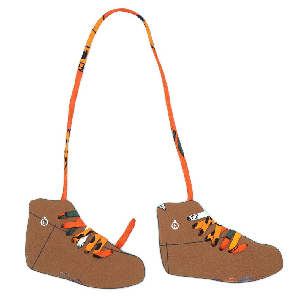 Hermes Sneakers Bag Charm Shoe Motif Lace Brown Orange