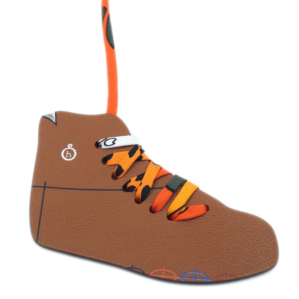 Hermes Sneakers Bag Charm Shoe Motif Lace Brown Orange — view 3