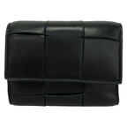 Bottega Veneta Trifold Wallet Cassette Black Leather