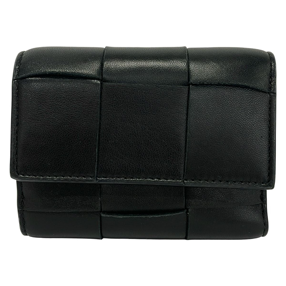 Bottega Veneta Trifold Wallet Cassette Black Leather