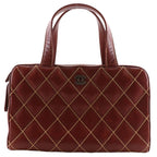 Chanel Wild Stitch Leather Red Brown Handbag