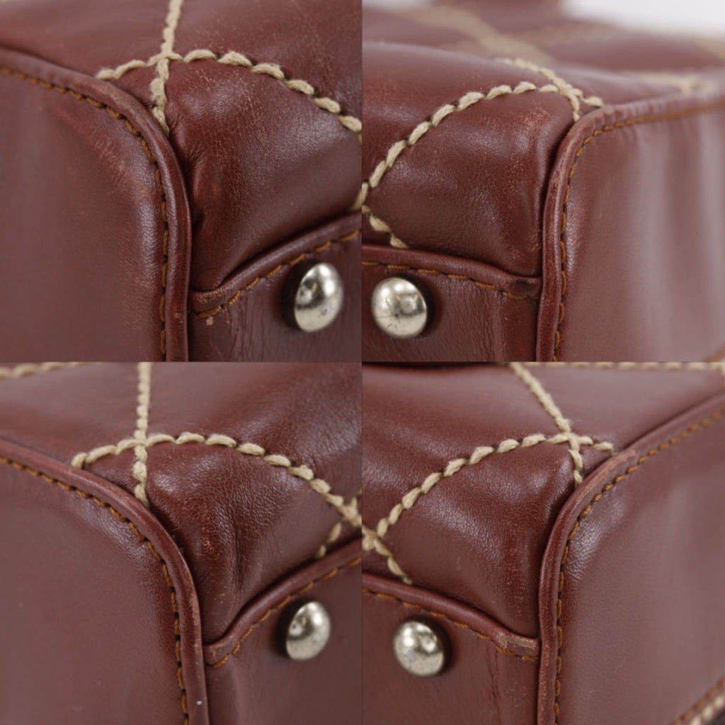 Chanel Wild Stitch Leather Red Brown Handbag — view 4