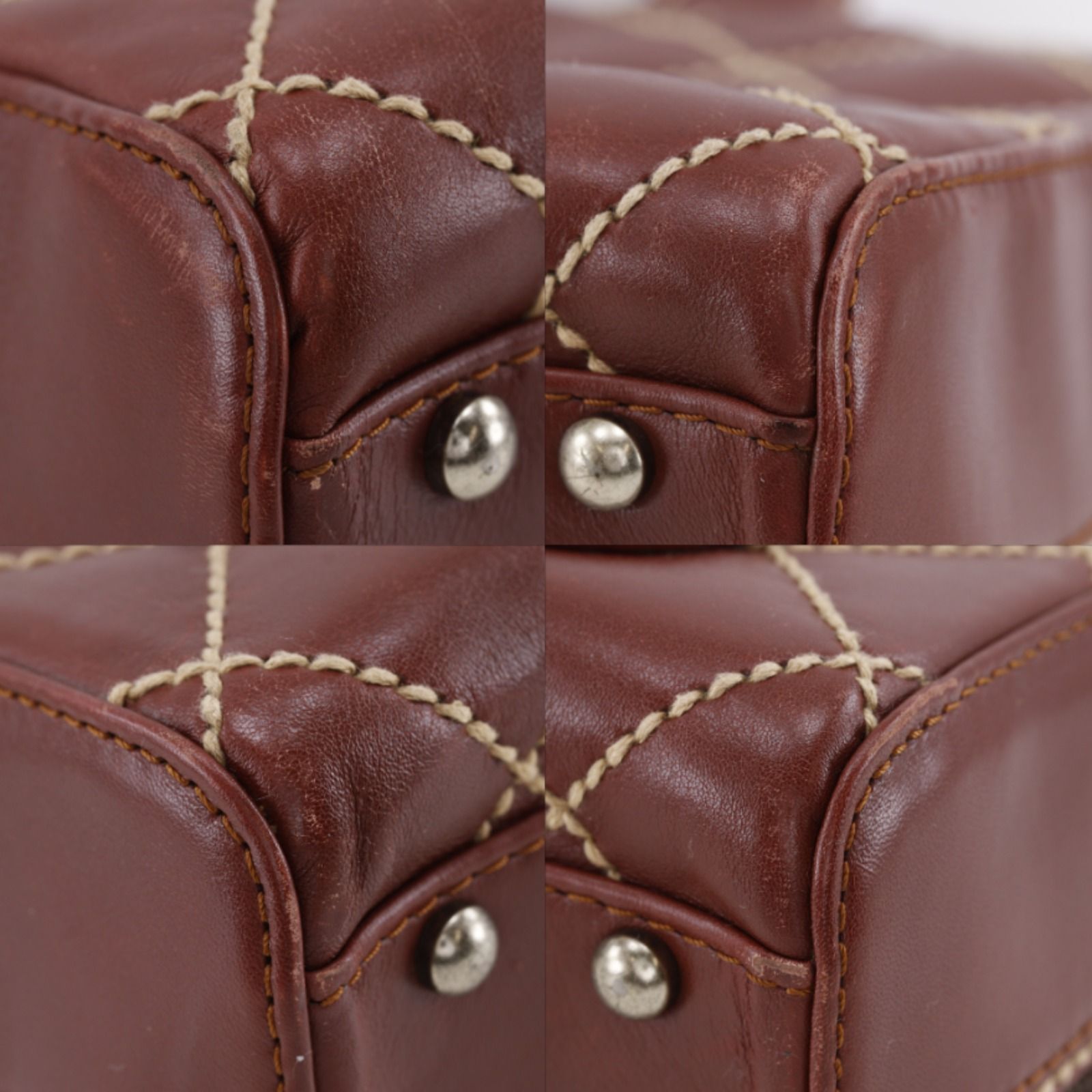 Chanel Wild Stitch Leather Red Brown Handbag — view 4