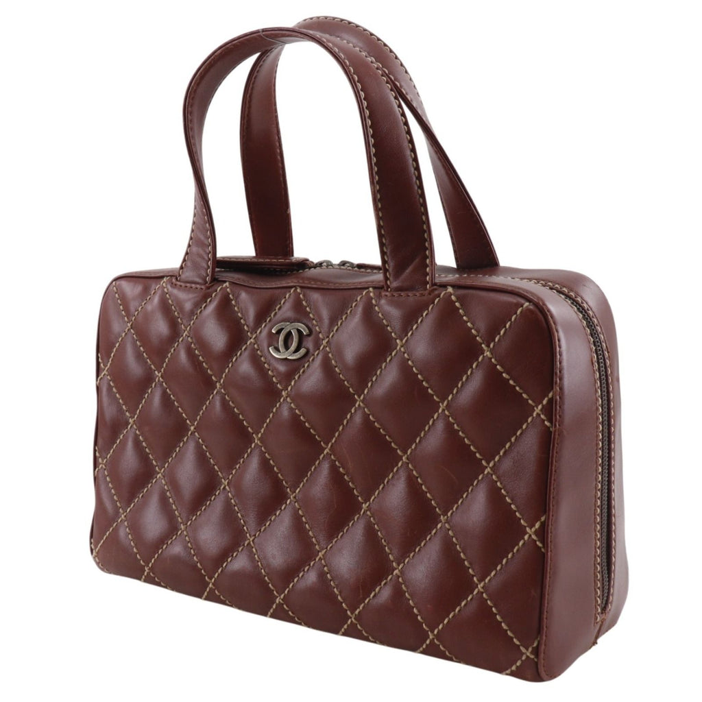 Chanel Wild Stitch Leather Red Brown Handbag — view 2