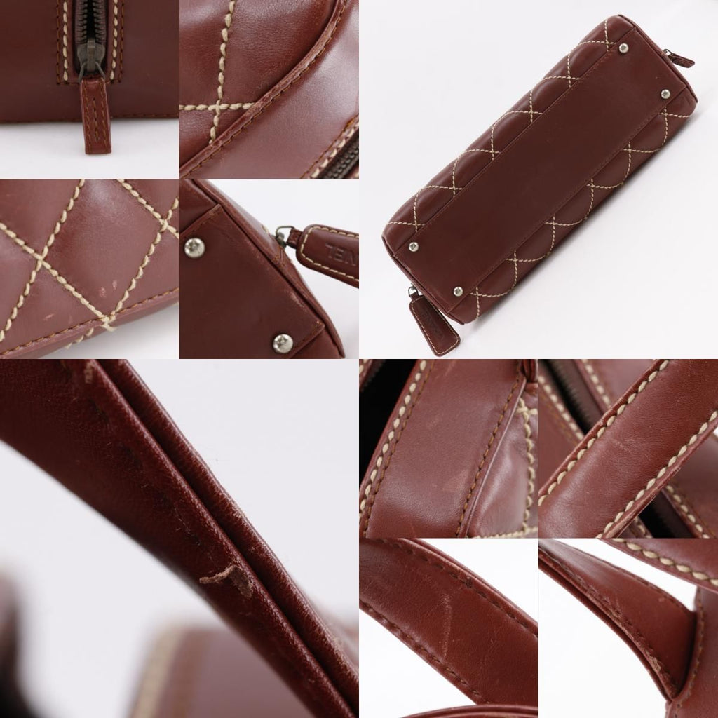 Chanel Wild Stitch Leather Red Brown Handbag — view 9