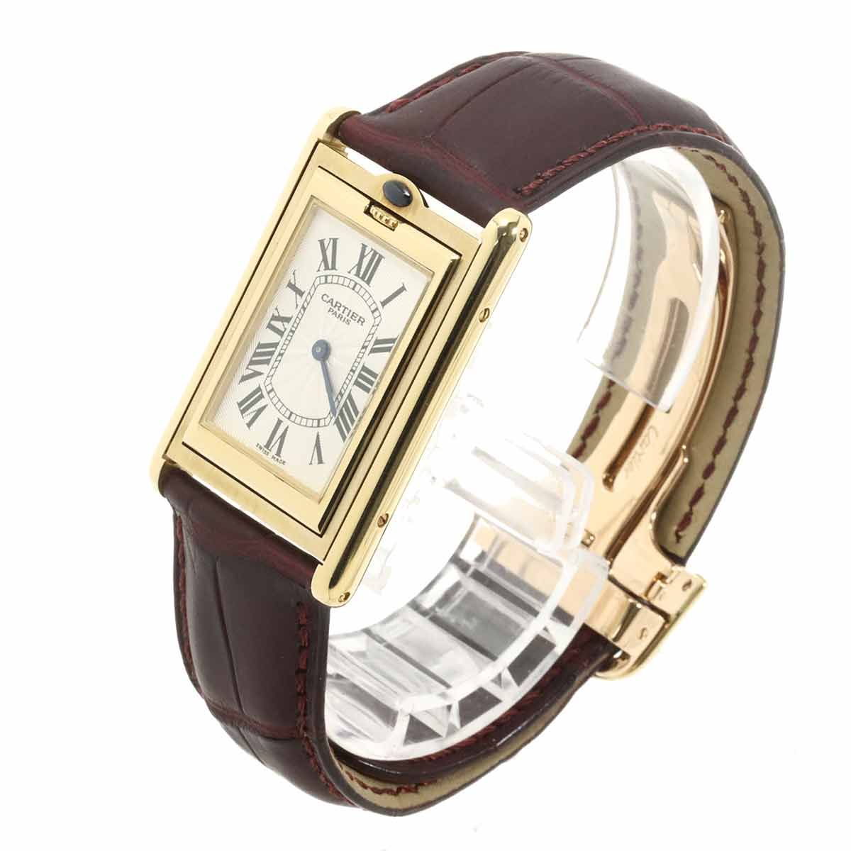 Cartier Tank Basculant LM Watch Silver 18k Yellow Gold Hand Wound — view 5
