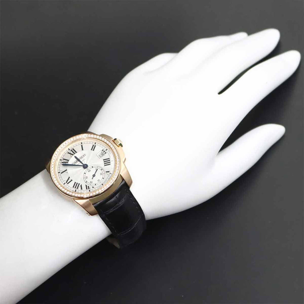 Cartier Caliber de Bezel Diamond Watch Date 18k Pink Gold Automatic Winding — view 3