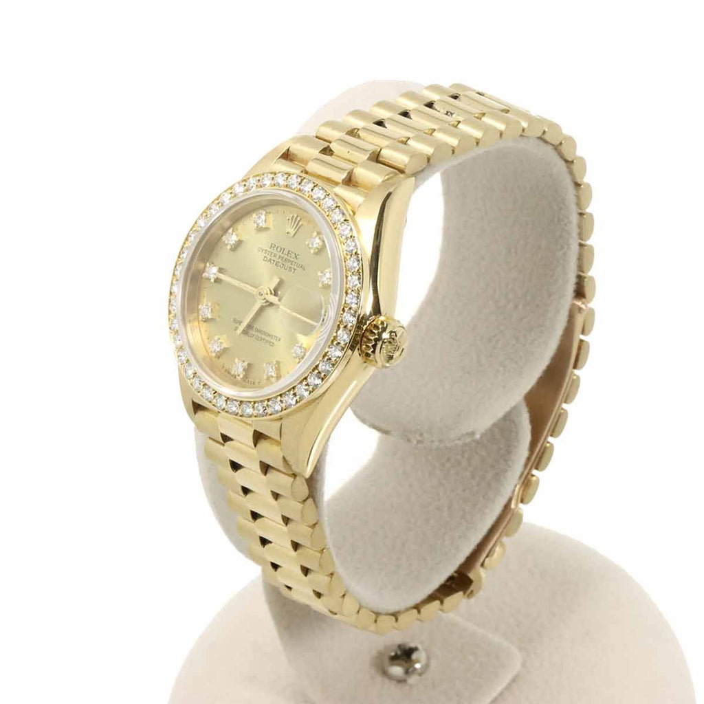 Rolex Datejust No 9 Diamond Bezel Watch 18k Yellow Gold Automatic Winding — view 2